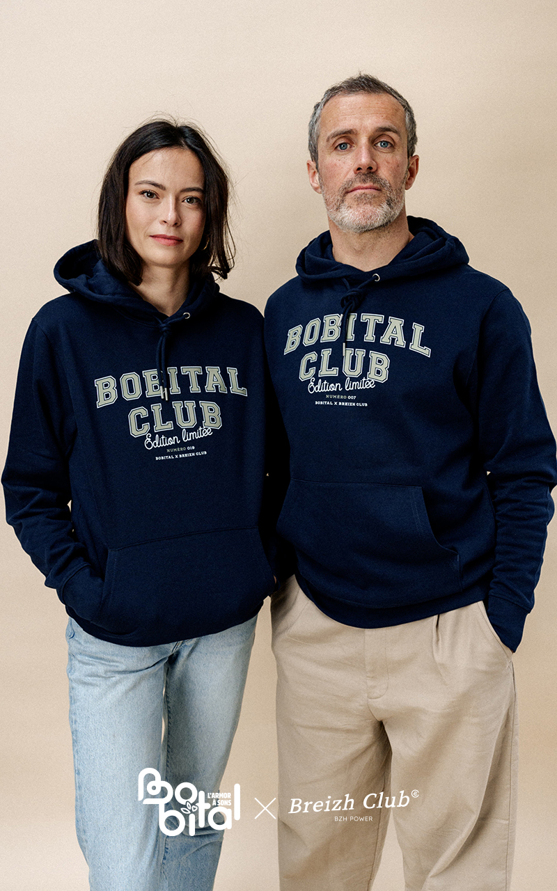 Hoodie unisexe Bobital Club bleu marine - Numéroté