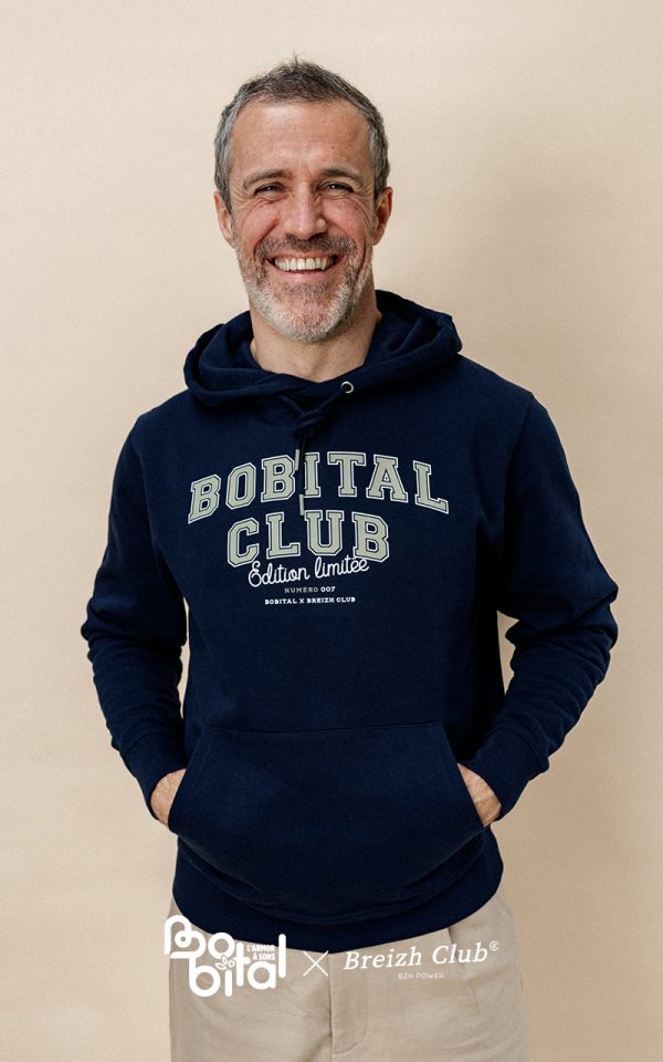 Hoodie unisexe Bobital Club bleu marine - Numéroté